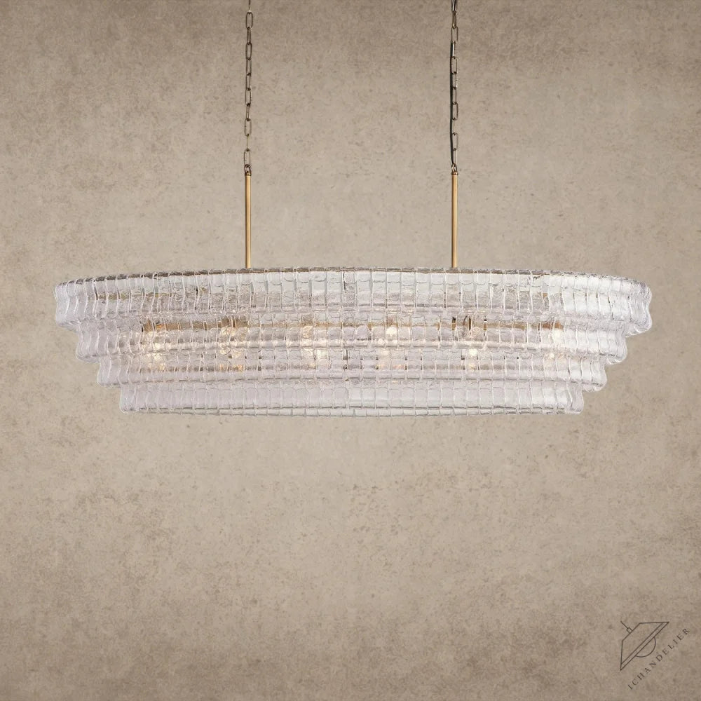 65" / Brass / Clear Ghiaccio Oval Chandelier 54", 65"