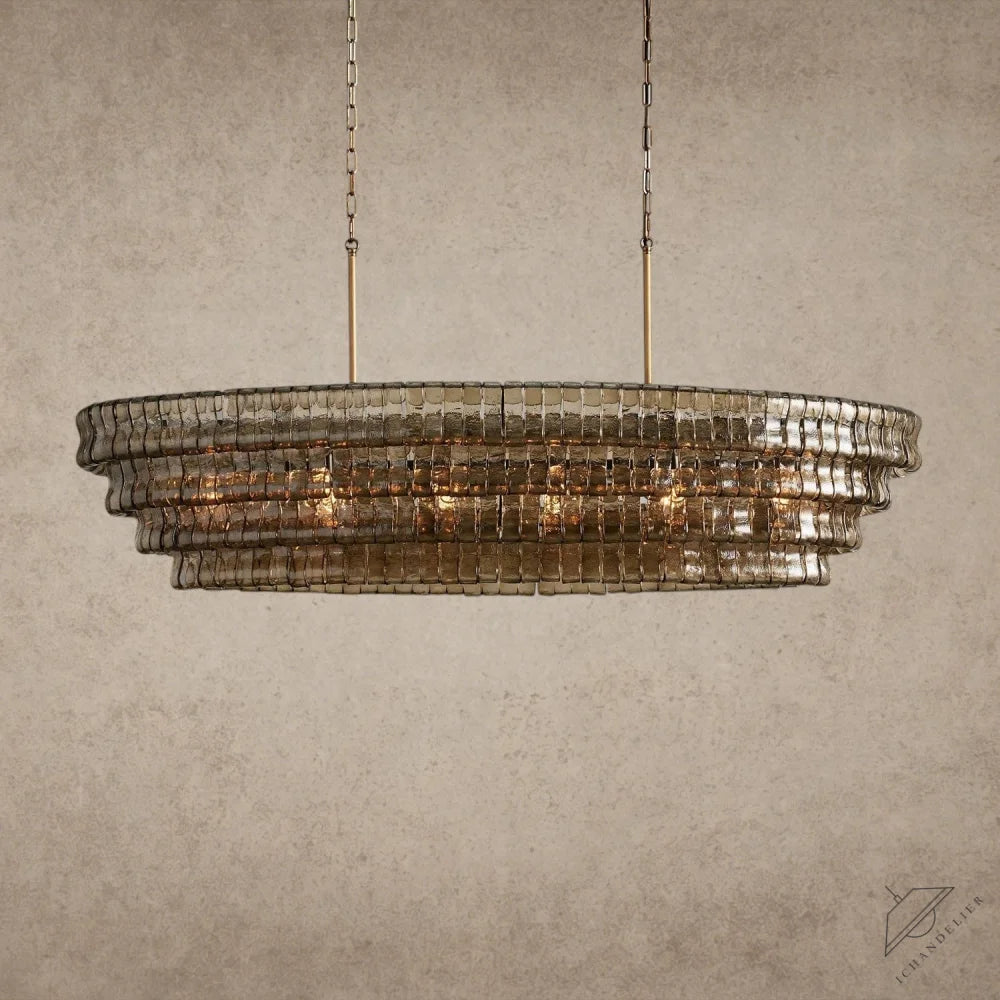 65" / Brass / Smoke Ghiaccio Oval Chandelier 54", 65"