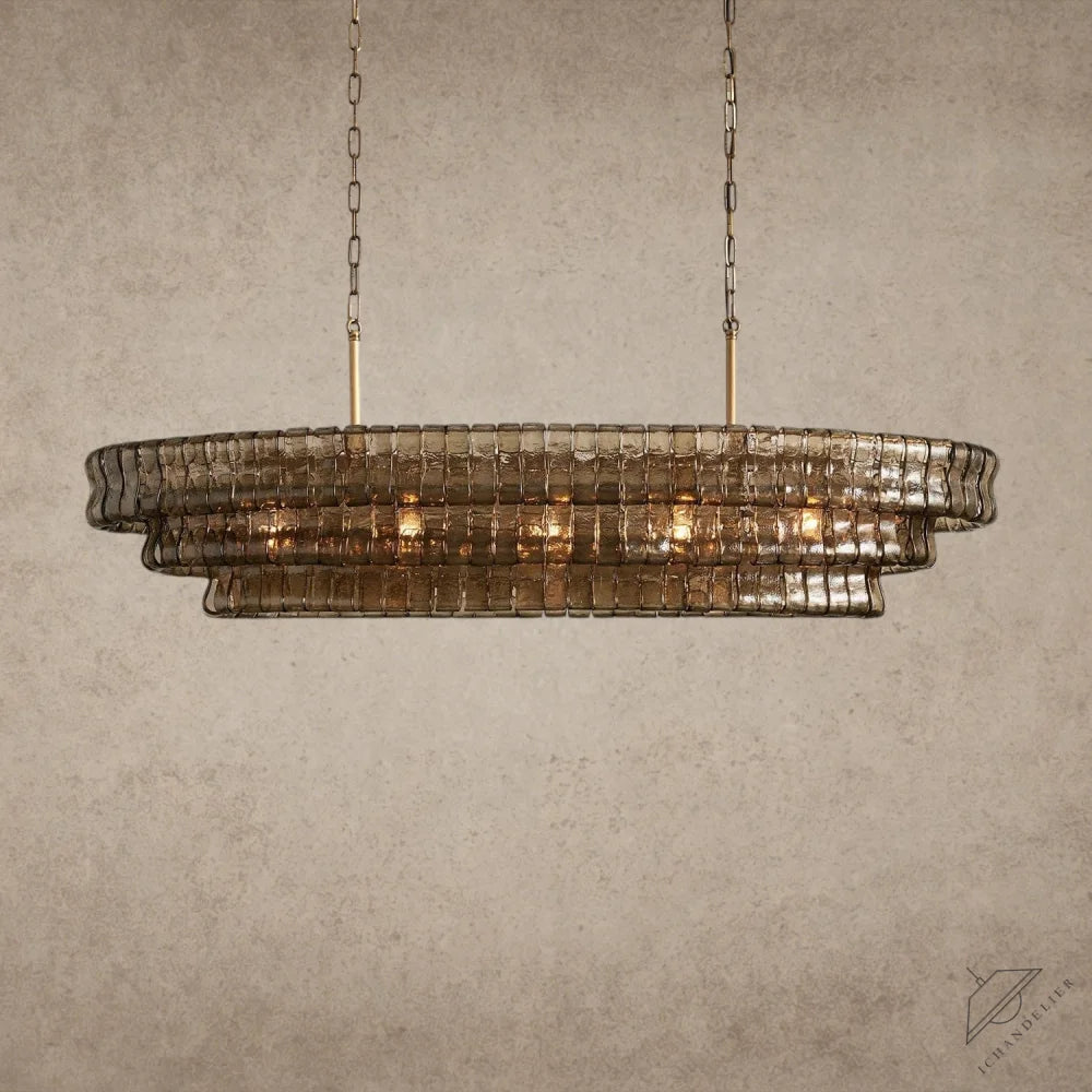 54" / Brass / Smoke Ghiaccio Oval Chandelier 54", 65"