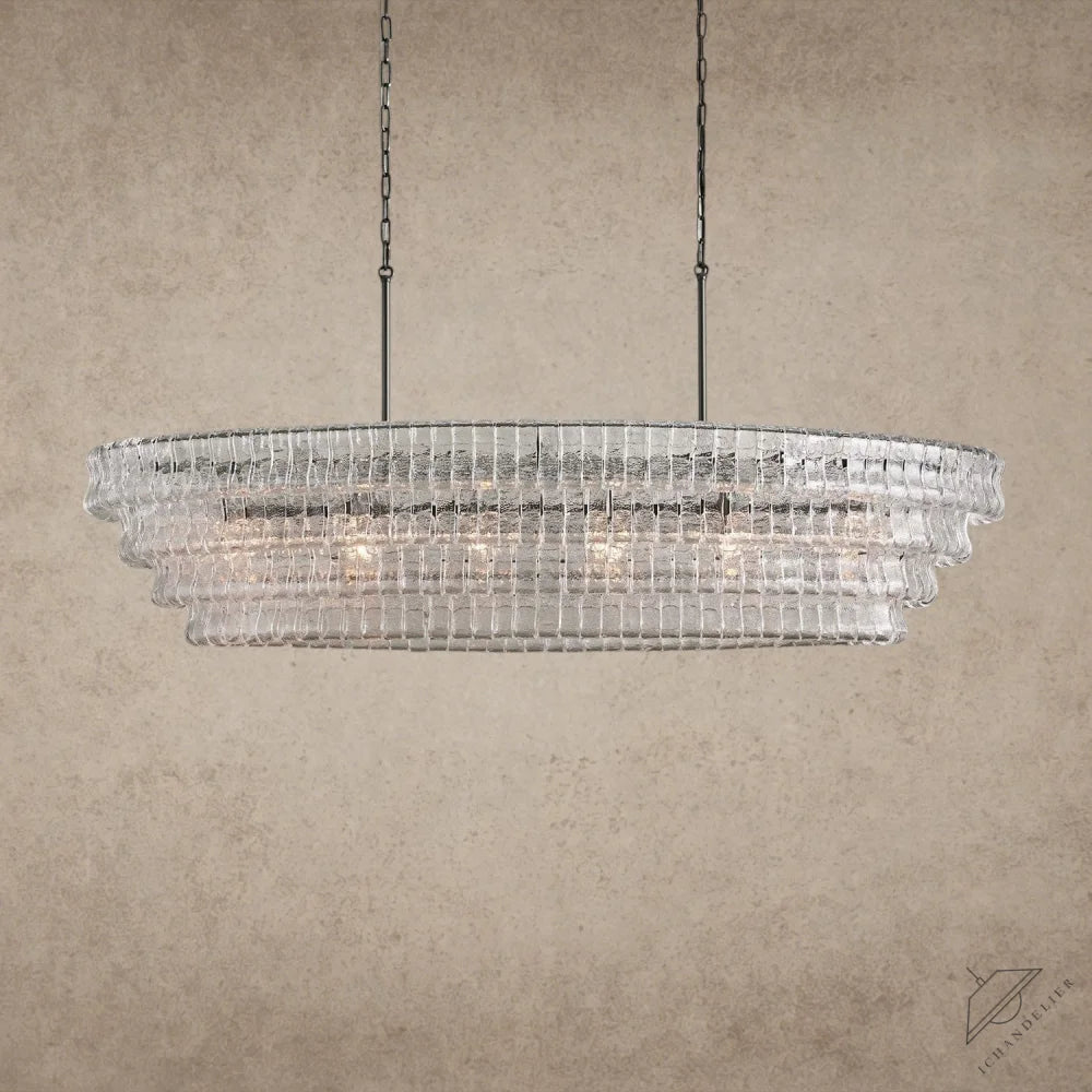 65" / Bronze / Clear Ghiaccio Oval Chandelier 54", 65"