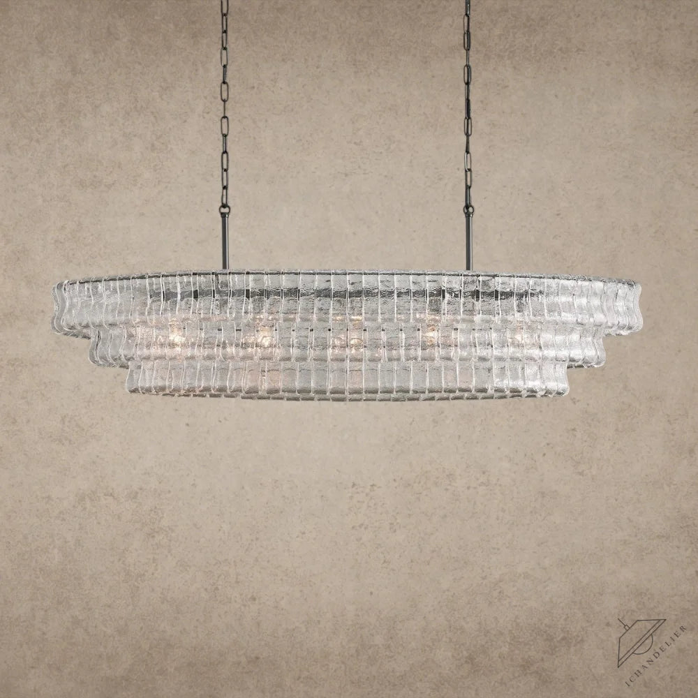 54" / Bronze / Clear Ghiaccio Oval Chandelier 54", 65"