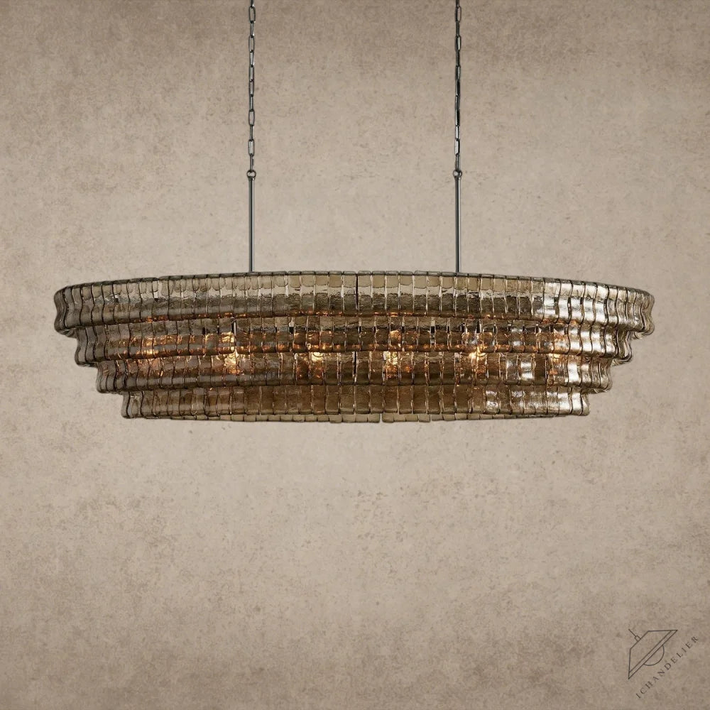 65" / Bronze / Smoke Ghiaccio Oval Chandelier 54", 65"