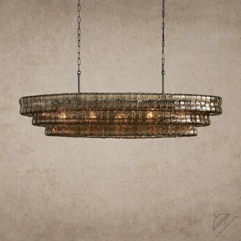 54" / Bronze / Smoke Ghiaccio Oval Chandelier 54", 65"