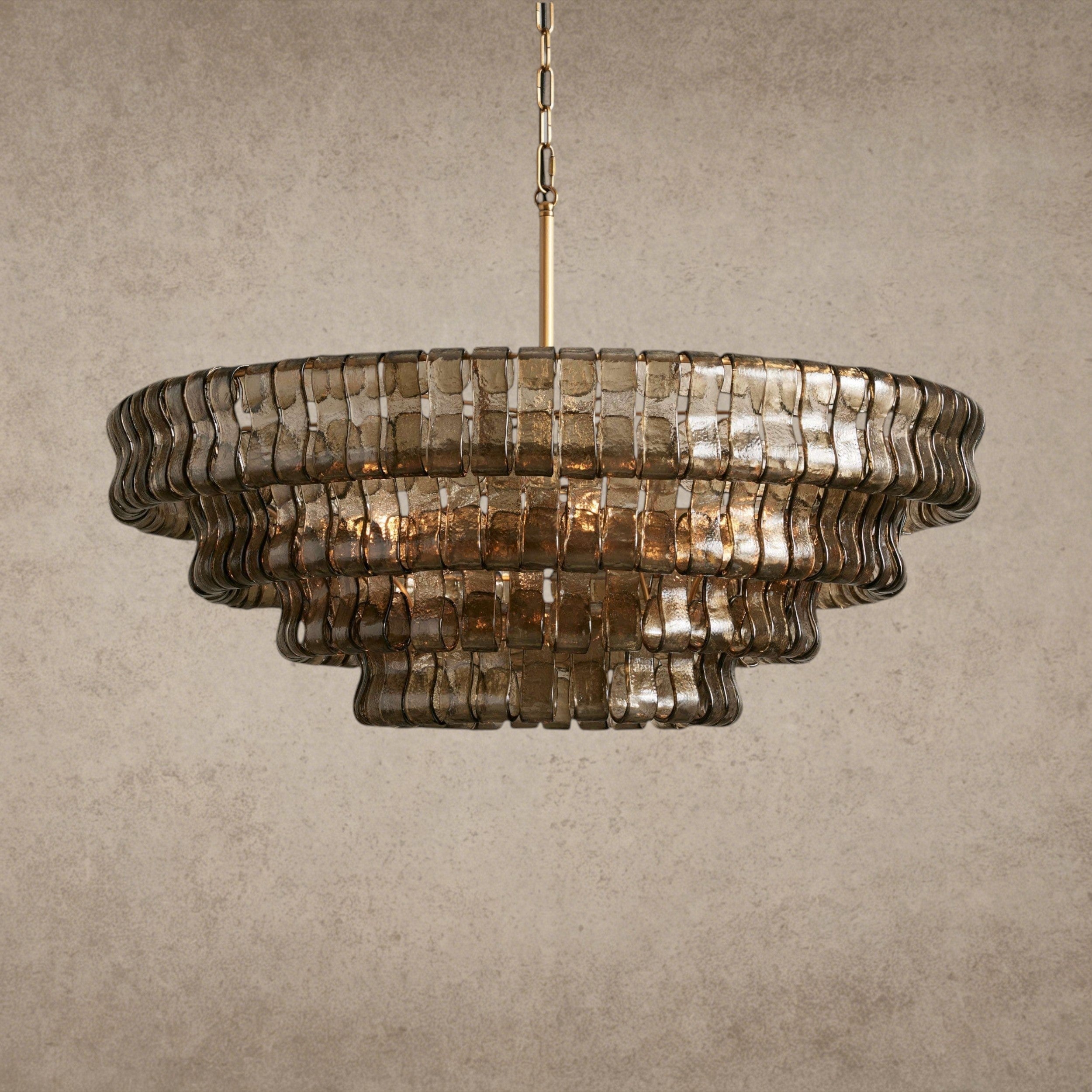 36" / BRASS / SMOKE Ghiaccio Round Chandelier 36", 48",60"