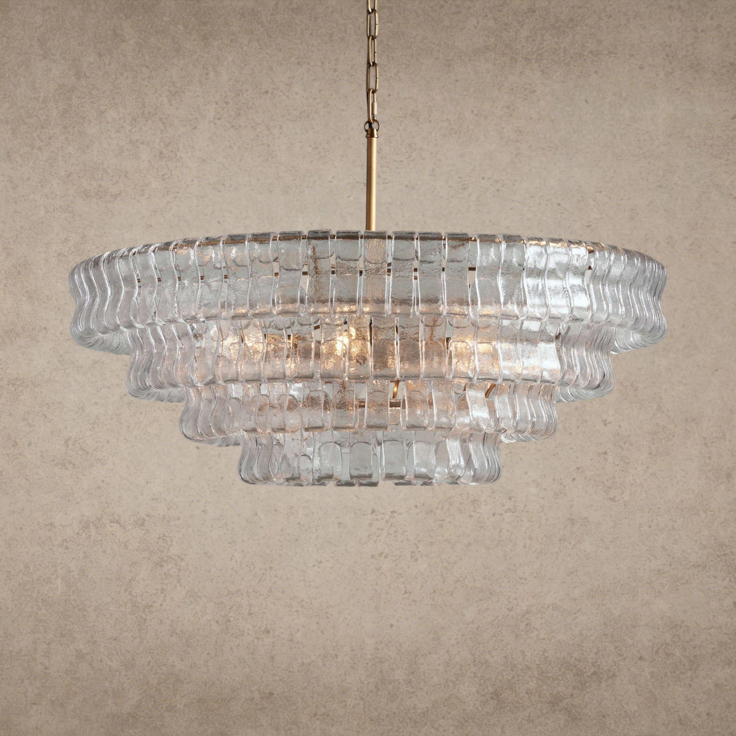 36" / BRASS / CLEAR Ghiaccio Round Chandelier 36", 48",60"