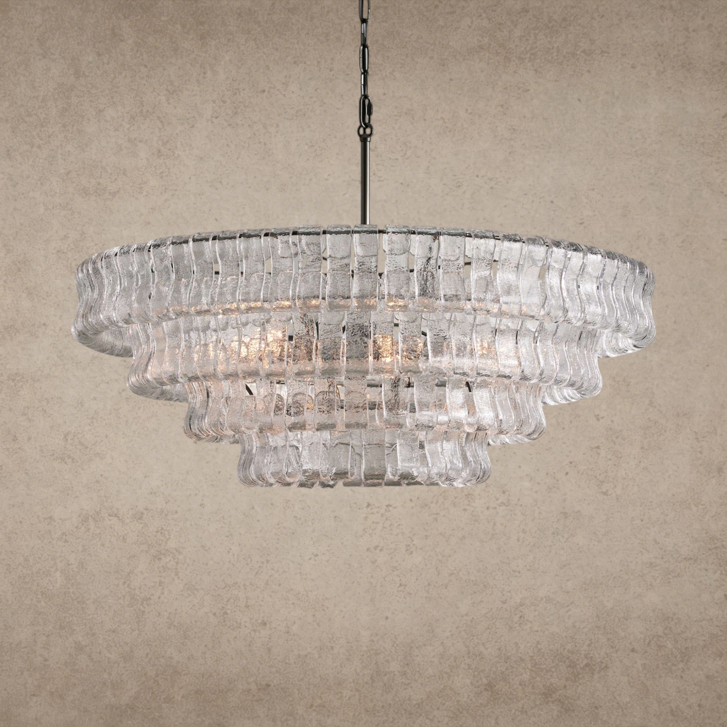 36" / BRONZE / CLEAR Ghiaccio Round Chandelier 36", 48",60"