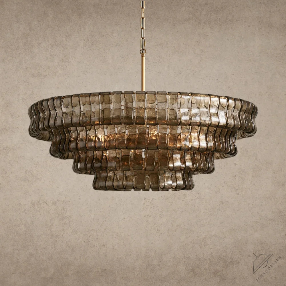 36" / BRASS / SMOKE Ghiaccio Round Chandelier 36", 48",60"