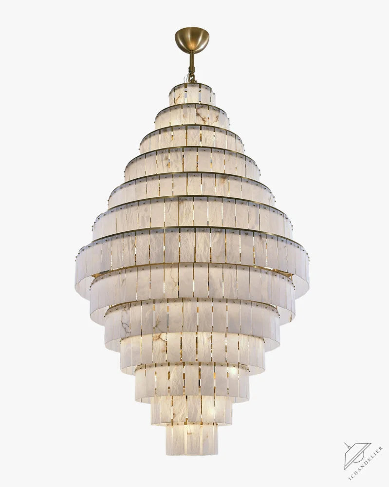 Giant Tiered Alabaster Foyer Chandelier