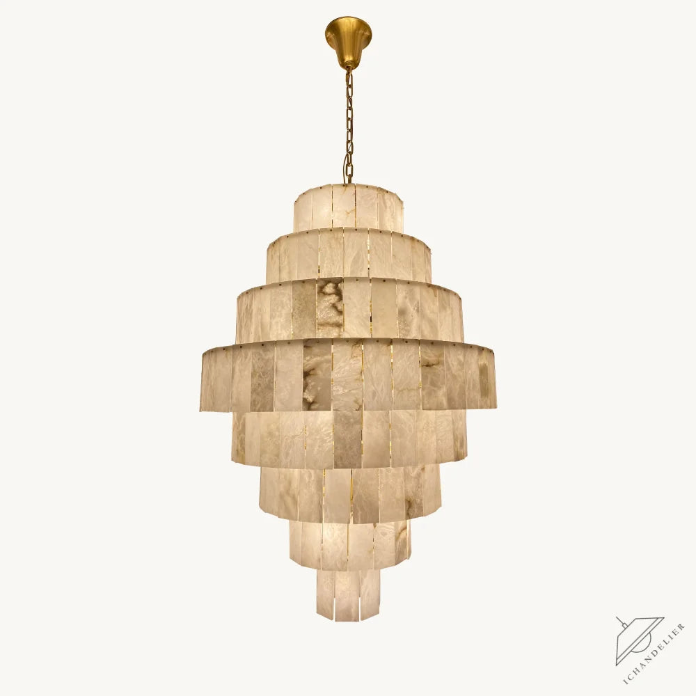 Giant Tiered Alabaster Foyer Chandelier
