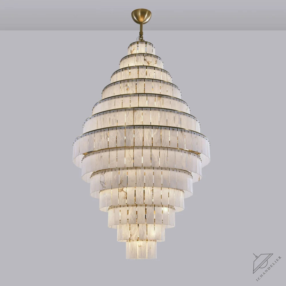 Giant Tiered Alabaster Foyer Chandelier