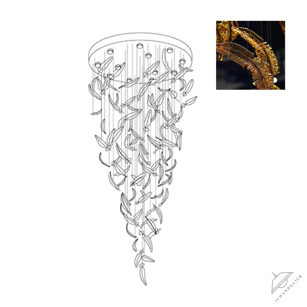 Glass Feathers Flying Chandelier
