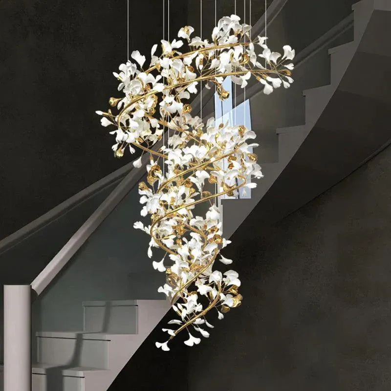 Gliss Luxury Ceramic Ginkgo Cascading Branch Chandelier Lighting