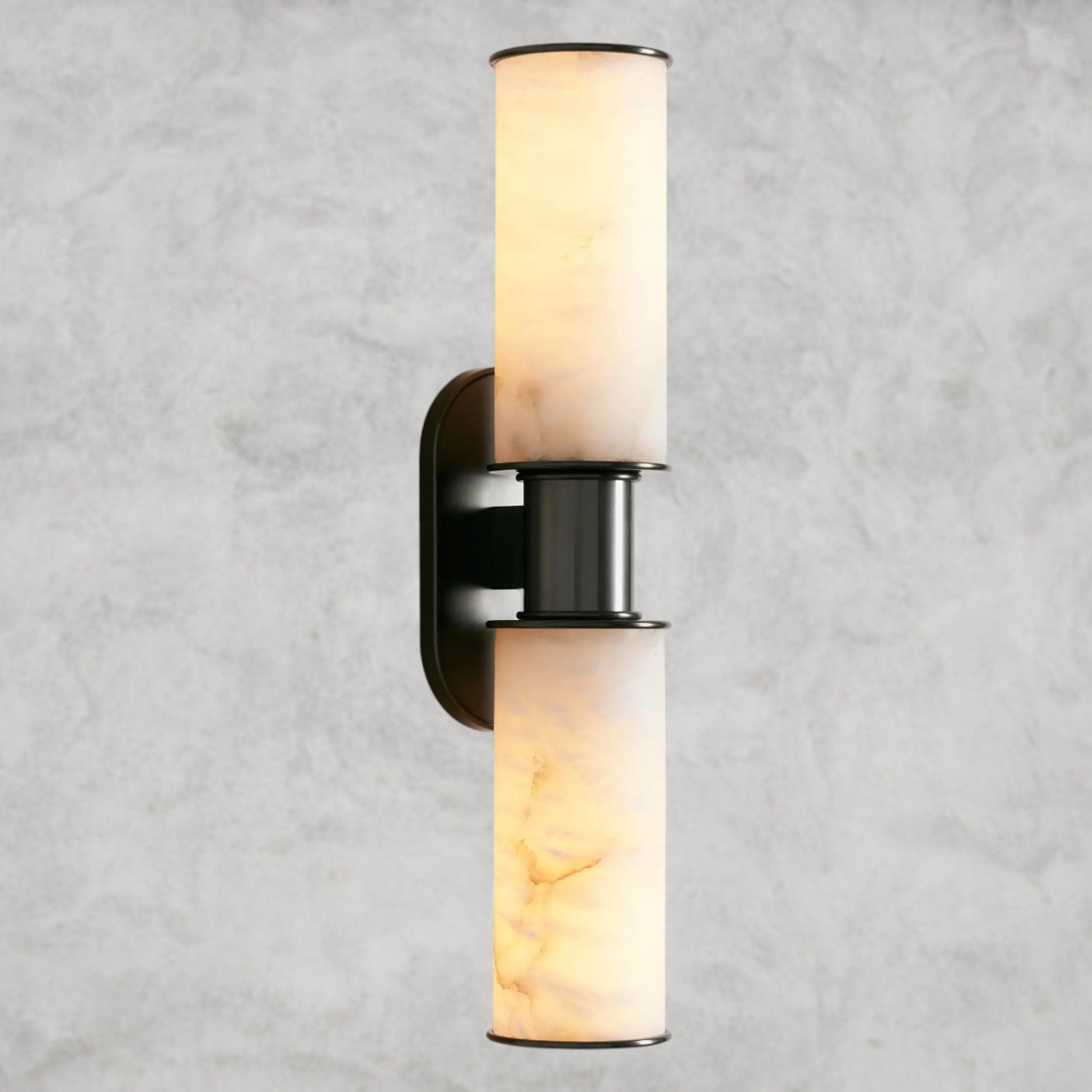 Bronze Harlin Double Sconce in Alabaster