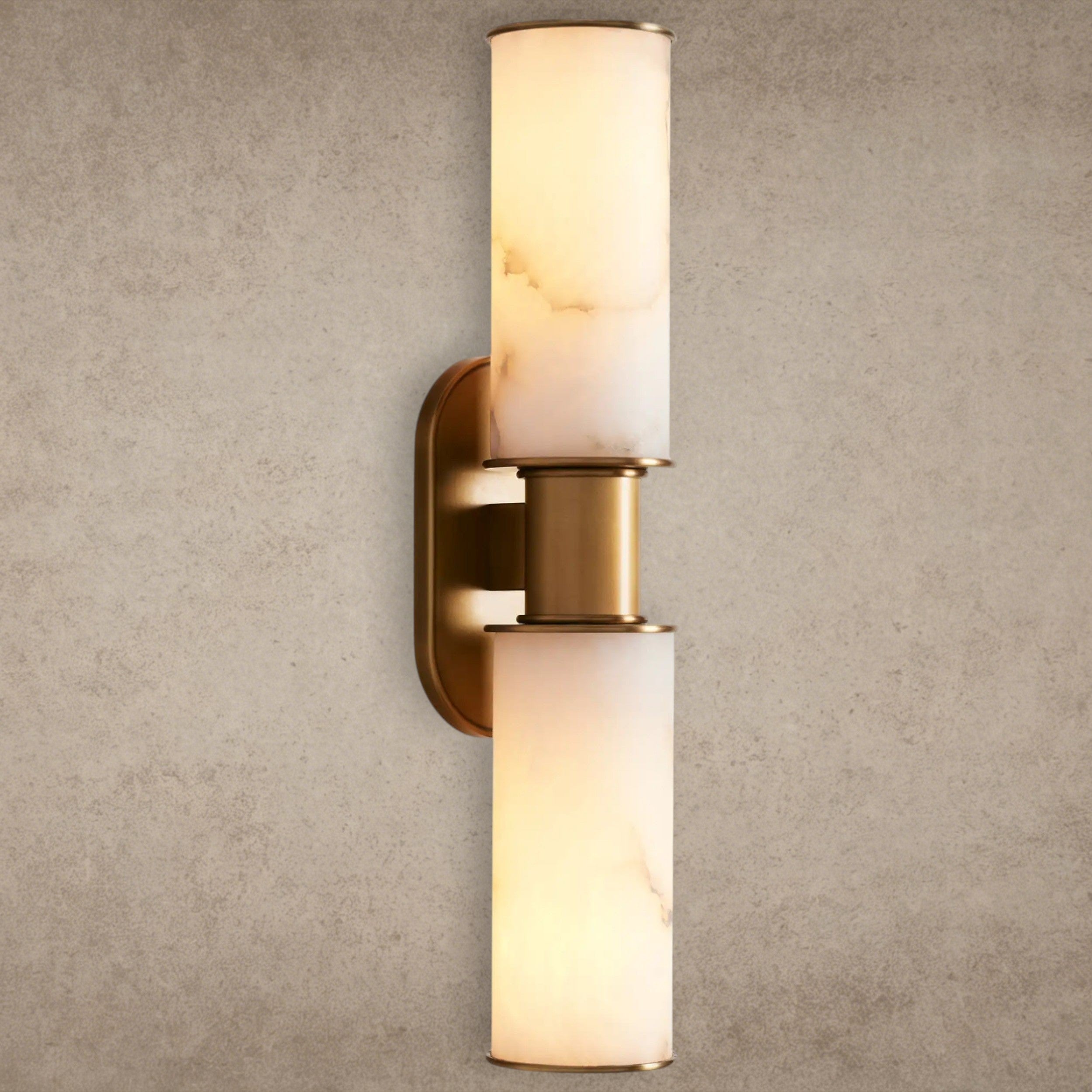 Brass Harlin Double Sconce in Alabaster