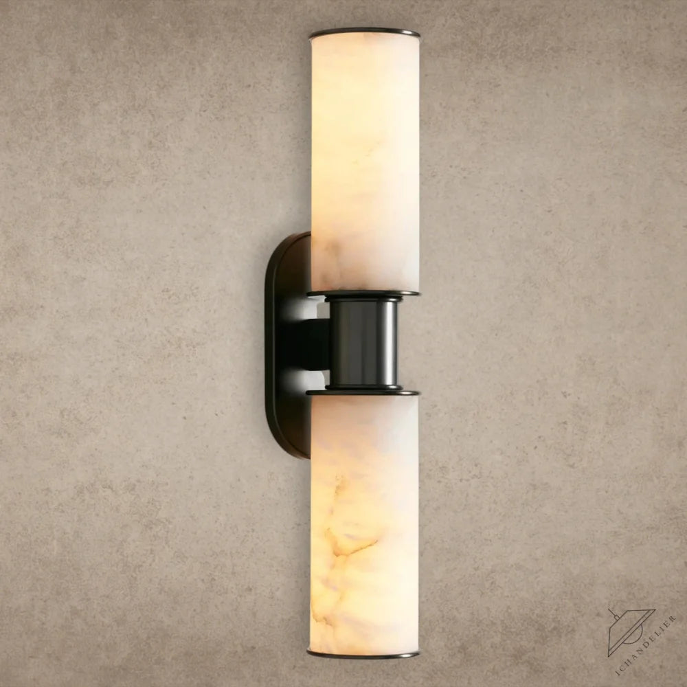 Bronze Harlin Double Sconce in Alabaster