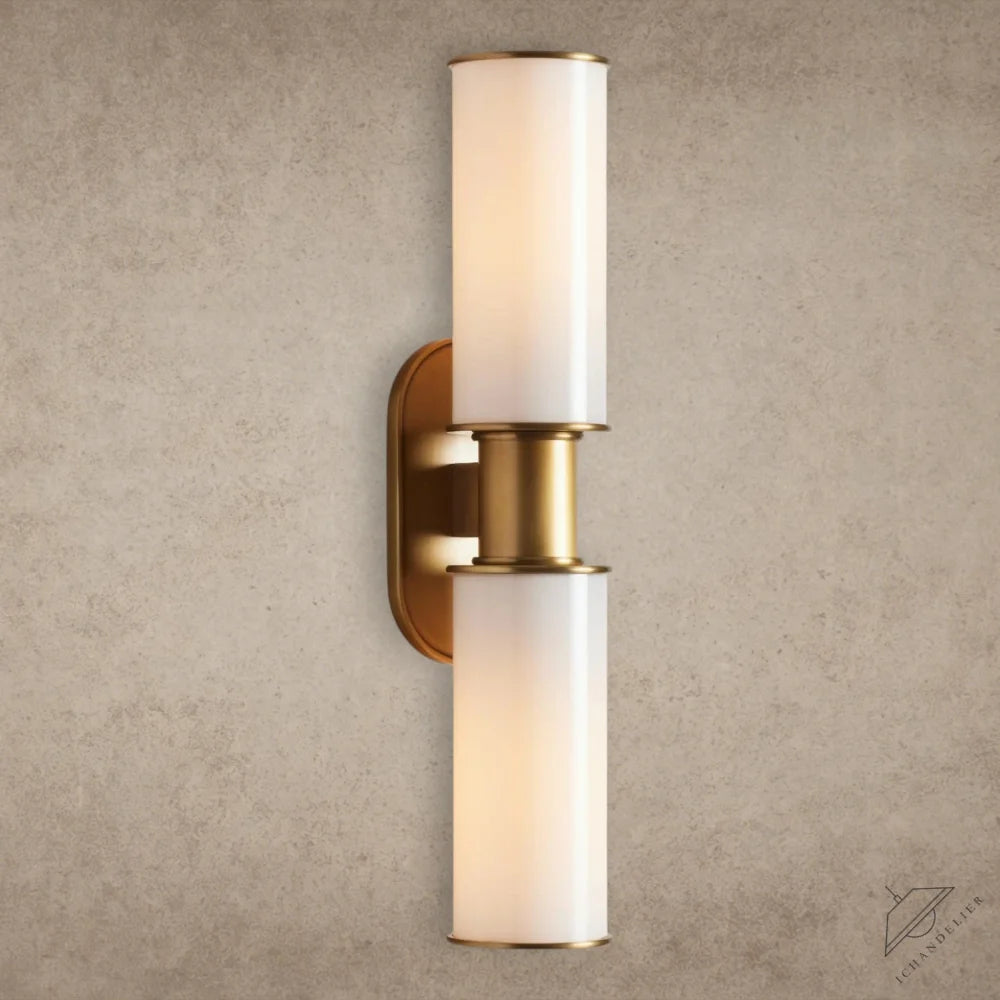 Brass Harlin Double Sconce in Milk