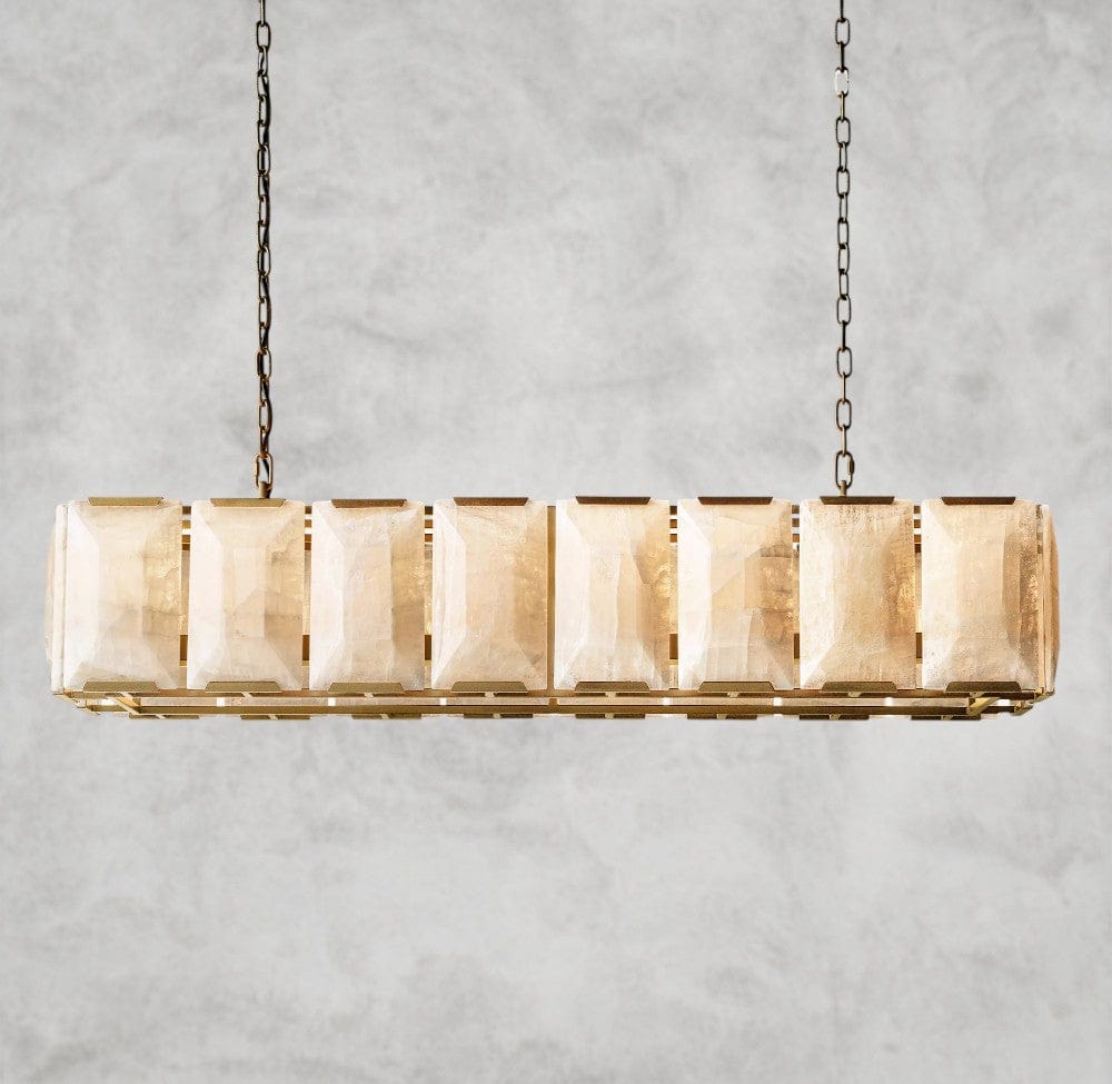 54" / Brass Harlow Calcite Rectangular Chandelier 42", 54", 62", 74"