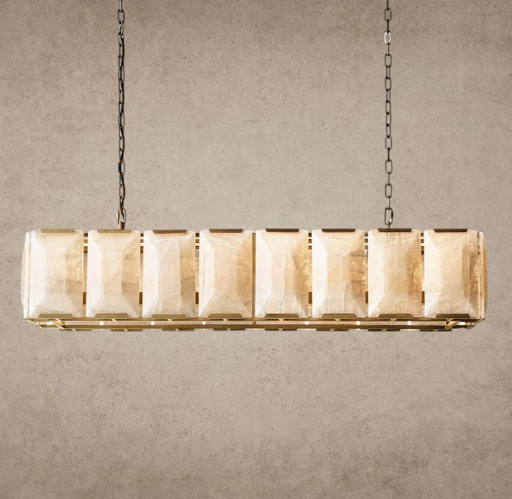 54" / Brass Harlow Calcite Rectangular Chandelier 42", 54", 62", 74"