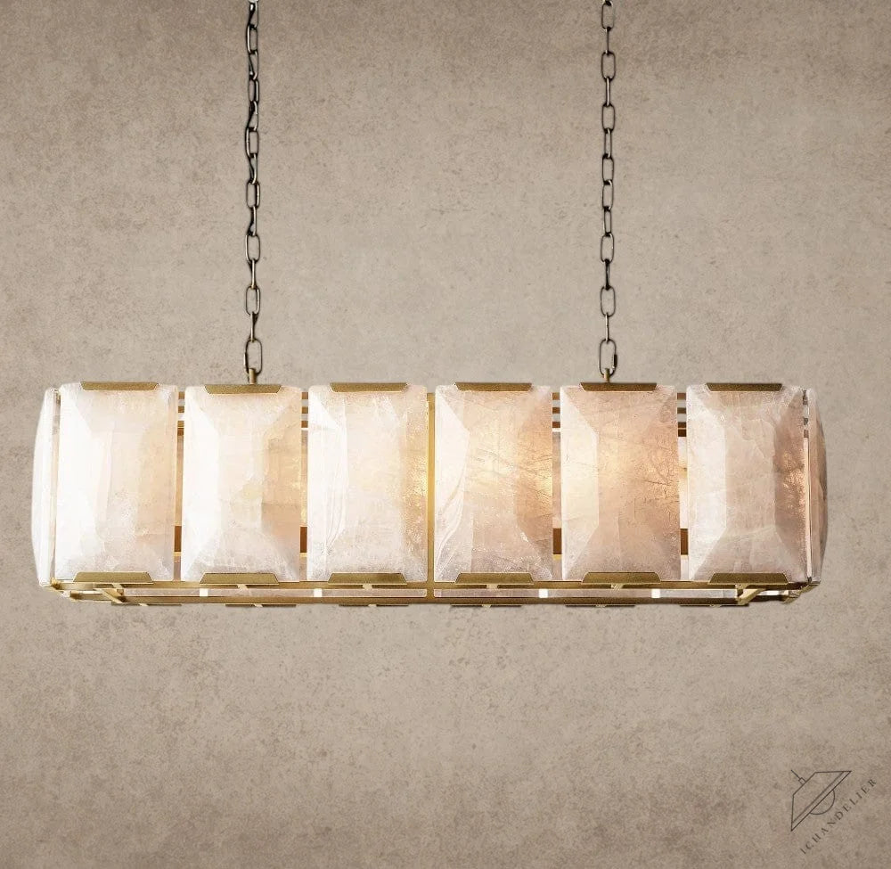 42" / Brass Harlow Calcite Rectangular Chandelier 42", 54", 62", 74"