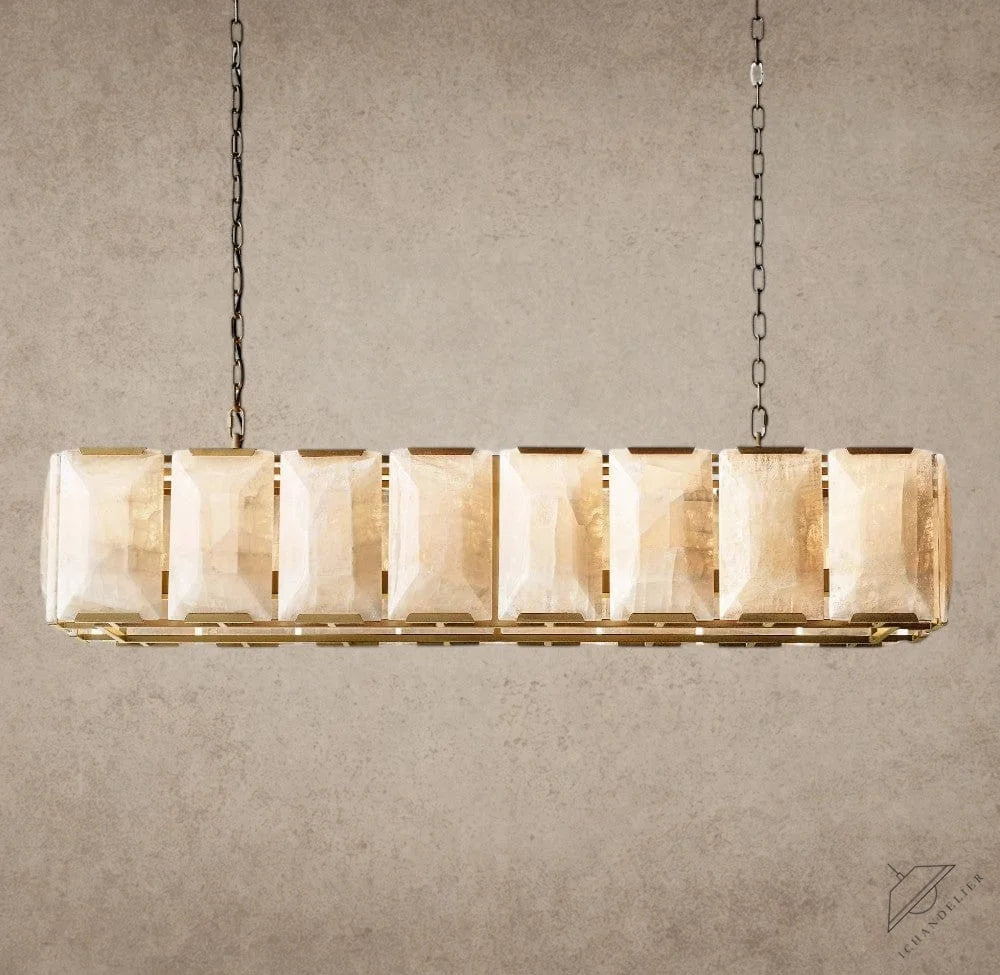 54" / Brass Harlow Calcite Rectangular Chandelier 42", 54", 62", 74"