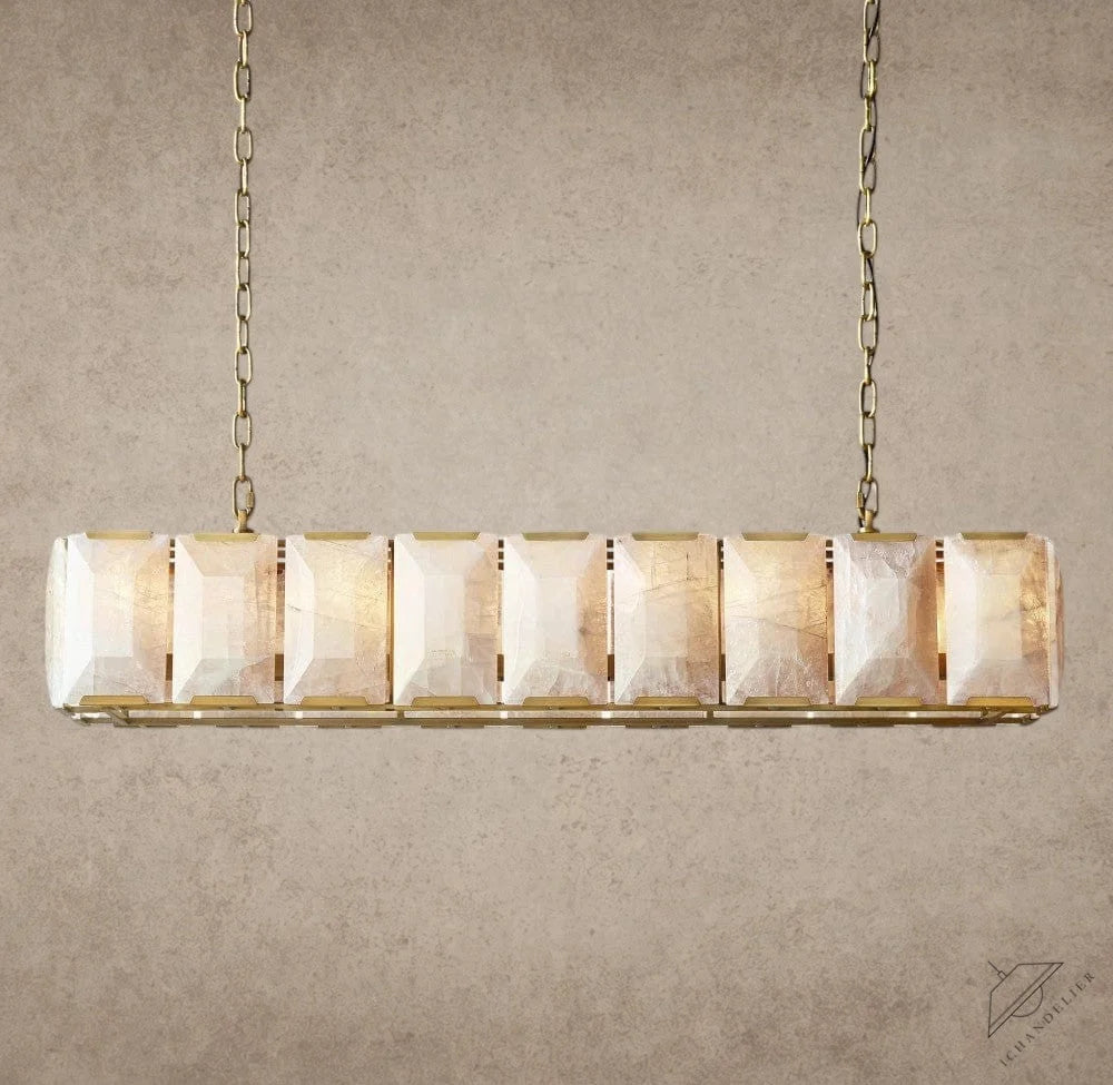 62" / Brass Harlow Calcite Rectangular Chandelier 42", 54", 62", 74"