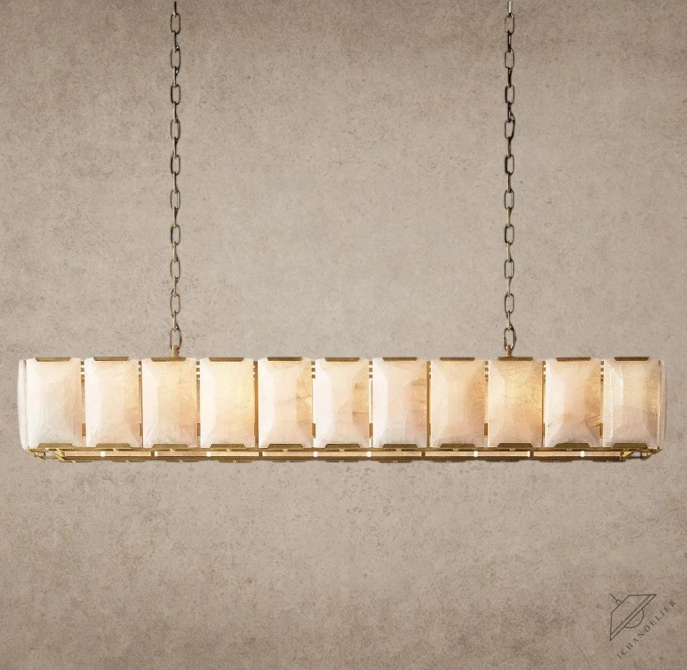 74" / Brass Harlow Calcite Rectangular Chandelier 42", 54", 62", 74"