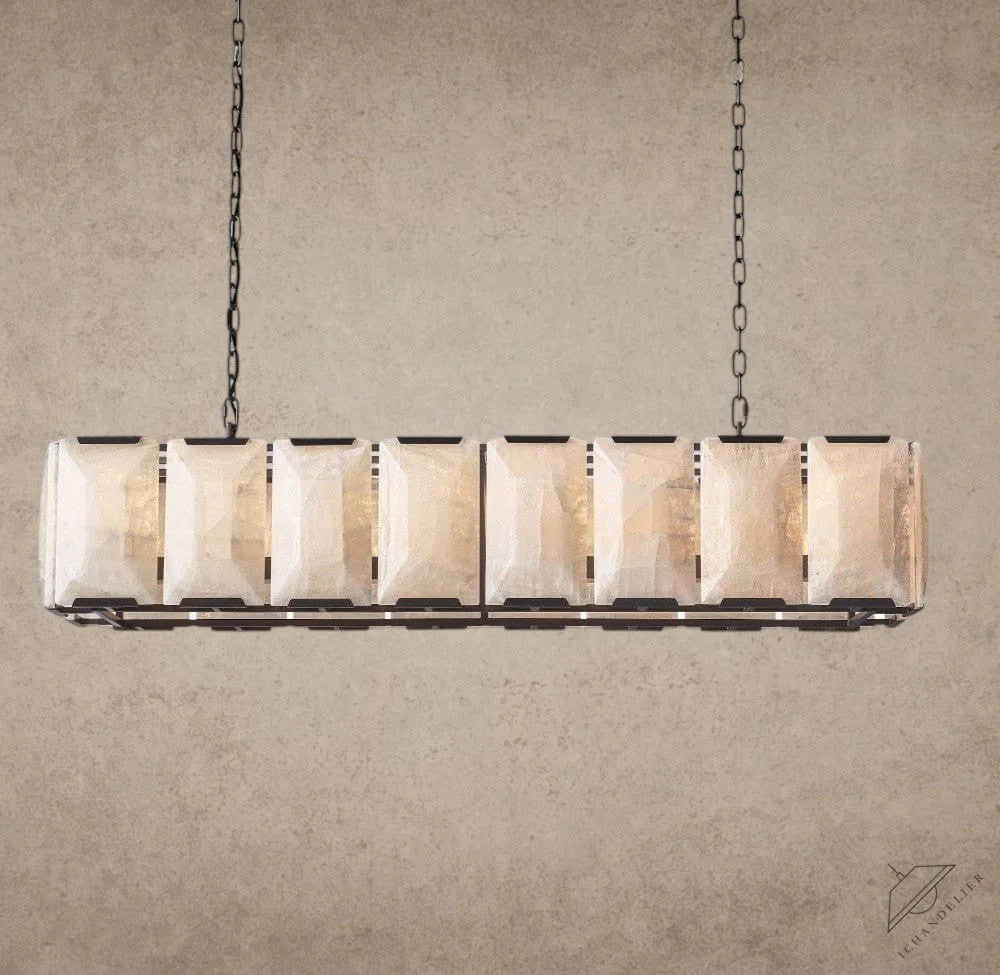 54" / Bronze Harlow Calcite Rectangular Chandelier 42", 54", 62", 74"
