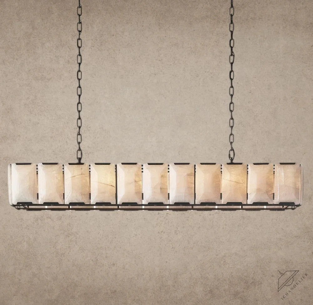 74" / Bronze Harlow Calcite Rectangular Chandelier 42", 54", 62", 74"