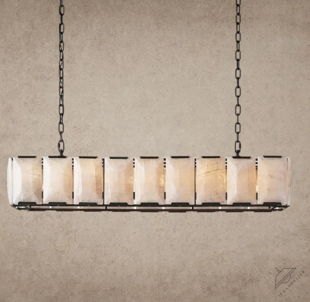 62" / Bronze Harlow Calcite Rectangular Chandelier 42", 54", 62", 74"