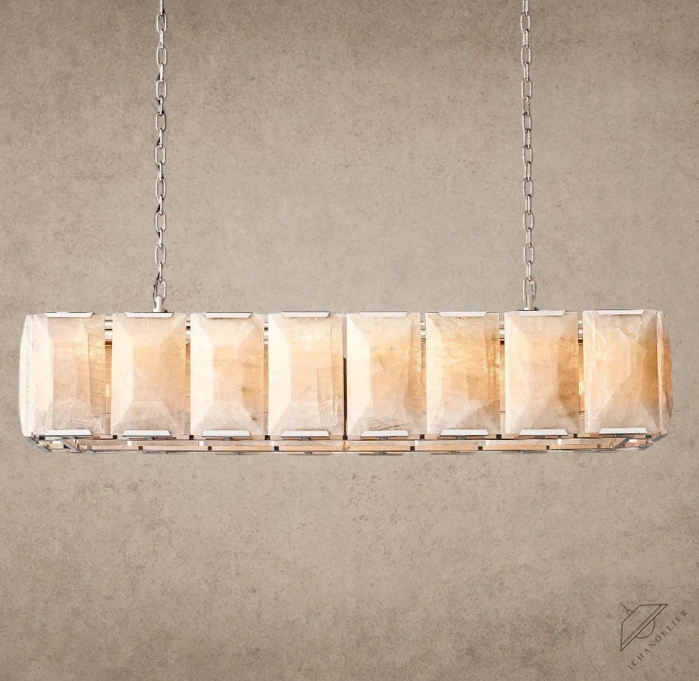 54" / Nickle Harlow Calcite Rectangular Chandelier 42", 54", 62", 74"