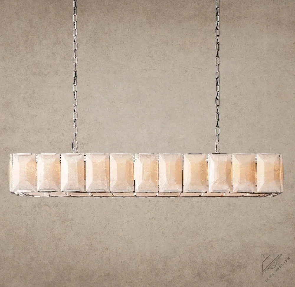 74" / Nickle Harlow Calcite Rectangular Chandelier 42", 54", 62", 74"