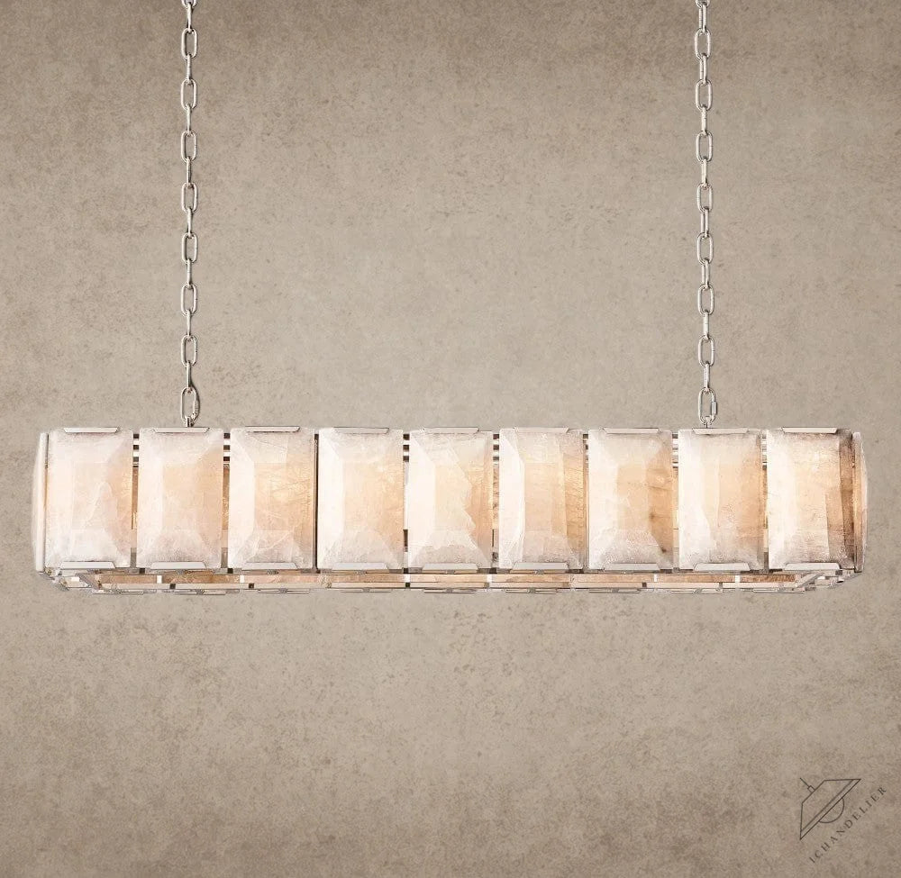 62" / Nickle Harlow Calcite Rectangular Chandelier 42", 54", 62", 74"