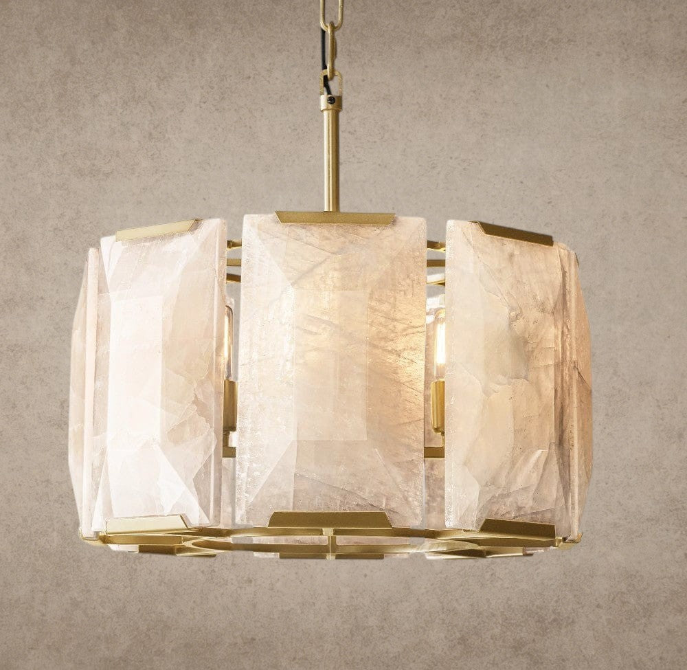 19" / Brass Harlow Calcite Round Chandelier 19", 31", 43", 60"