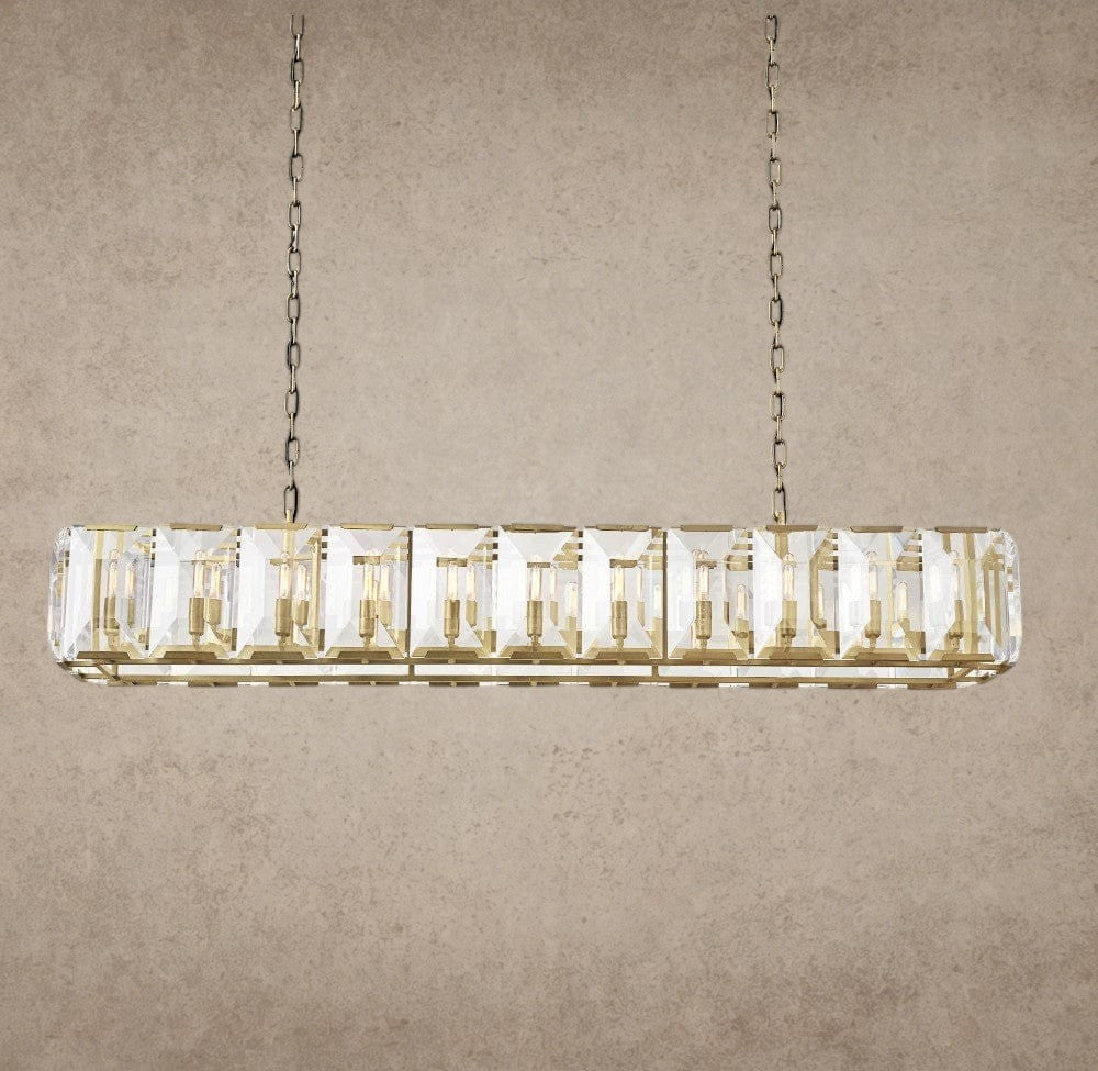 74" / Brass Harlow Crystal Rectangular Chandelier 42", 54", 62", 74"