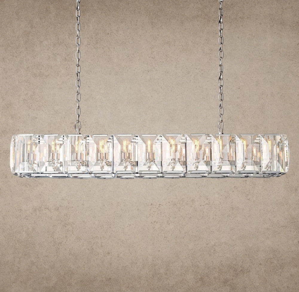 74" / Nickle Harlow Crystal Rectangular Chandelier 42", 54", 62", 74"