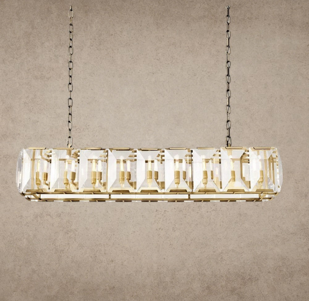 62" / Brass Harlow Crystal Rectangular Chandelier 42", 54", 62", 74"
