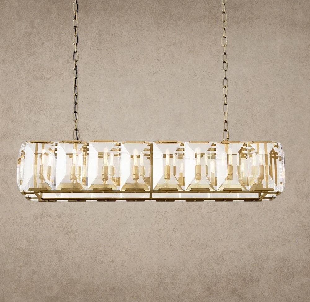 54" / Brass Harlow Crystal Rectangular Chandelier 42", 54", 62", 74"