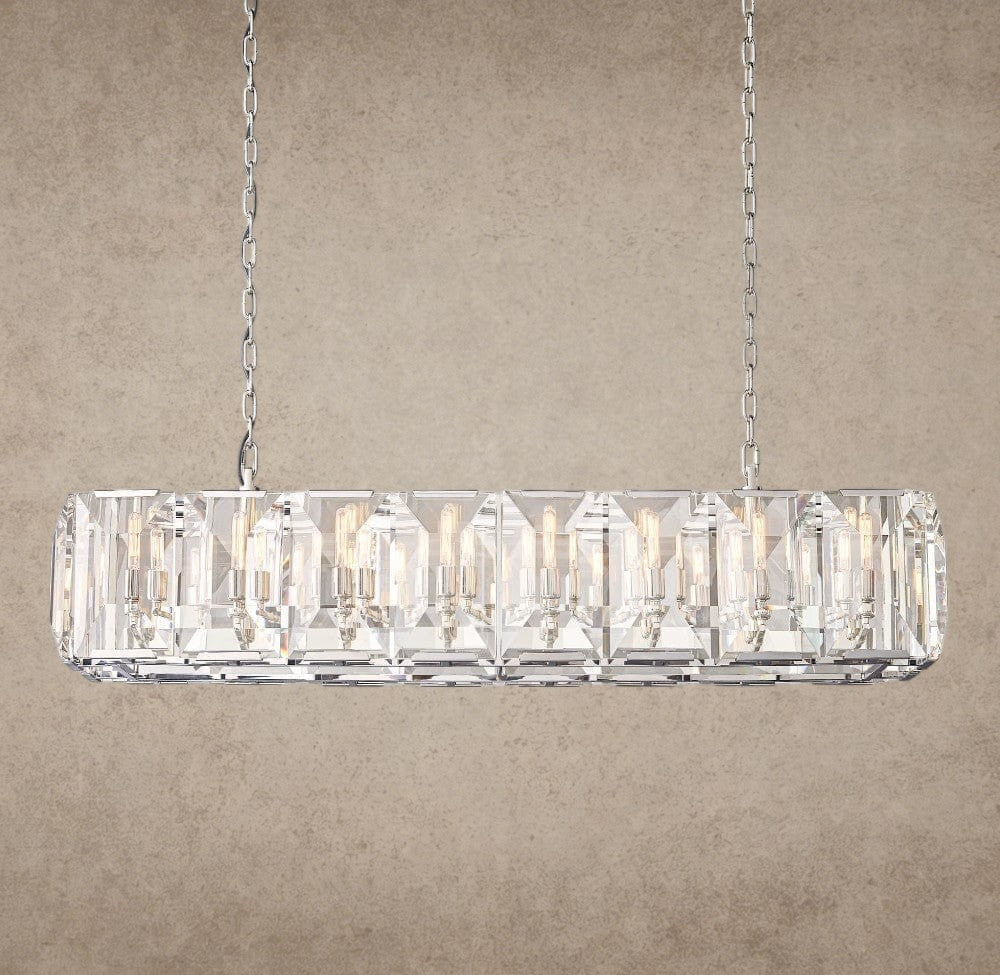 54" / Nickle Harlow Crystal Rectangular Chandelier 42", 54", 62", 74"