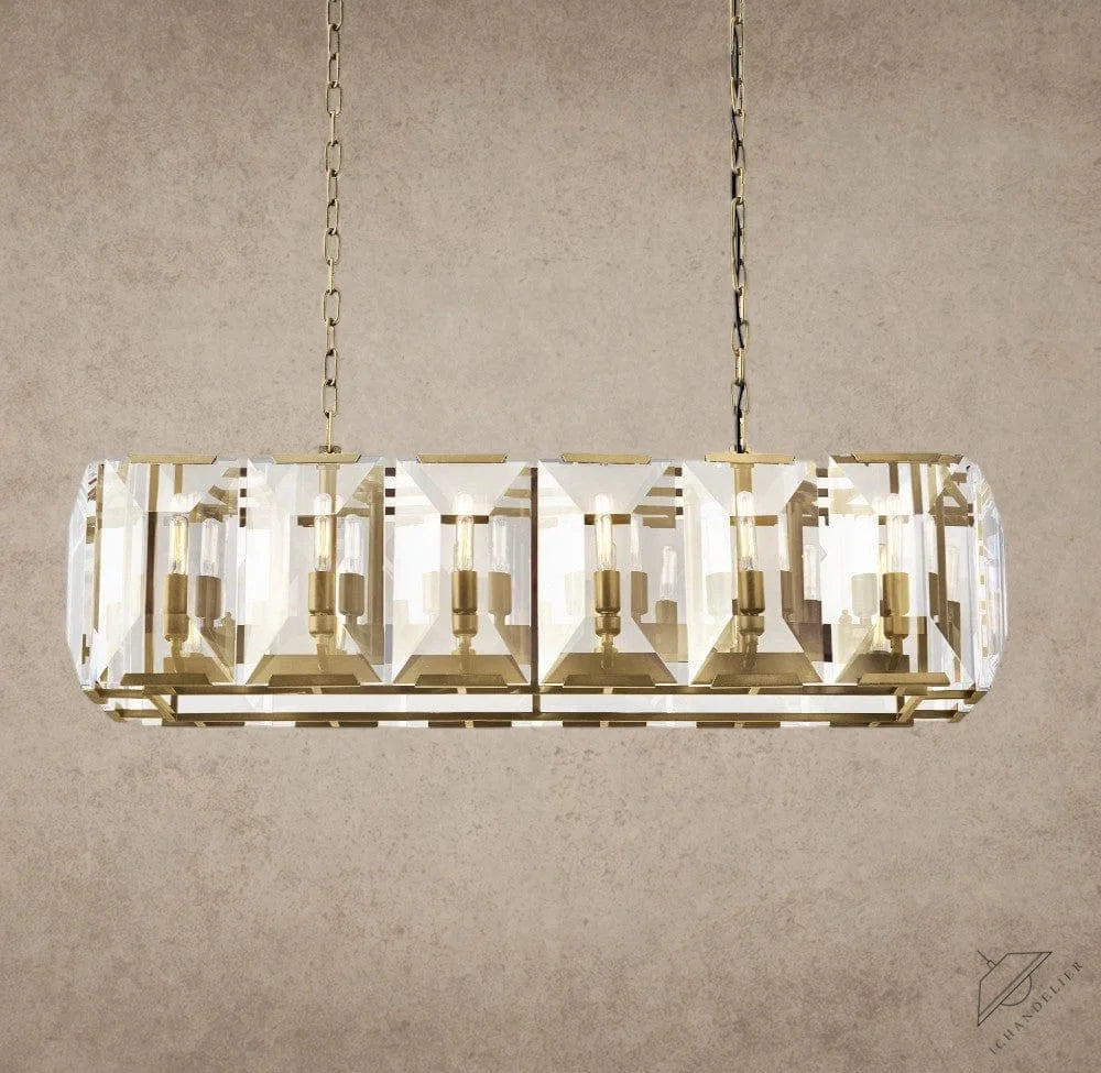 42" / Brass Harlow Crystal Rectangular Chandelier 42", 54", 62", 74"