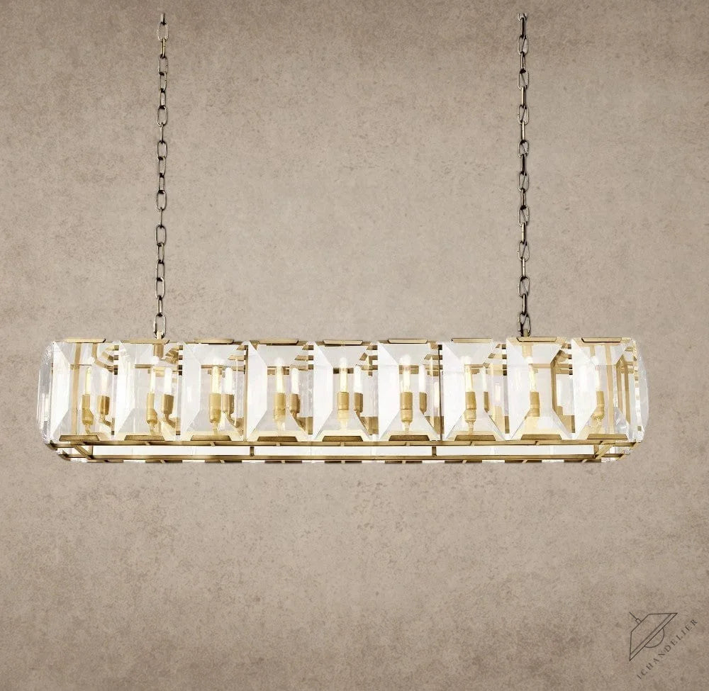 62" / Brass Harlow Crystal Rectangular Chandelier 42", 54", 62", 74"