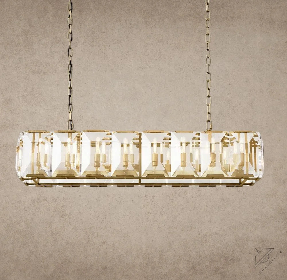 54" / Brass Harlow Crystal Rectangular Chandelier 42", 54", 62", 74"