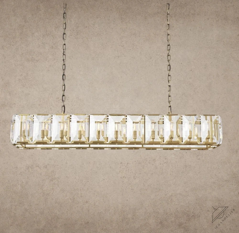 74" / Brass Harlow Crystal Rectangular Chandelier 42", 54", 62", 74"