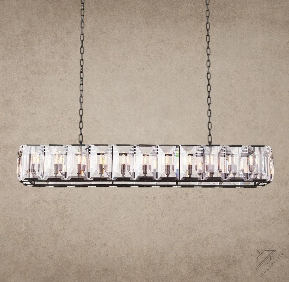 74" / Bronze Harlow Crystal Rectangular Chandelier 42", 54", 62", 74"