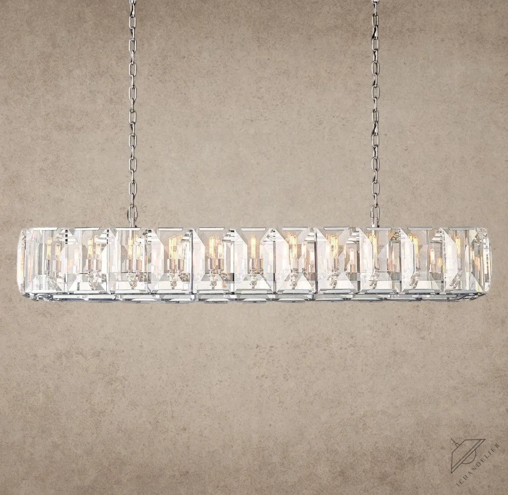 74" / Nickle Harlow Crystal Rectangular Chandelier 42", 54", 62", 74"