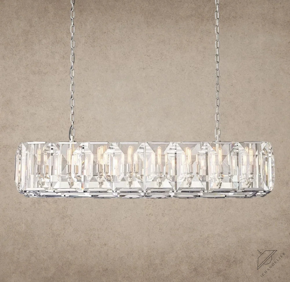 54" / Nickle Harlow Crystal Rectangular Chandelier 42", 54", 62", 74"