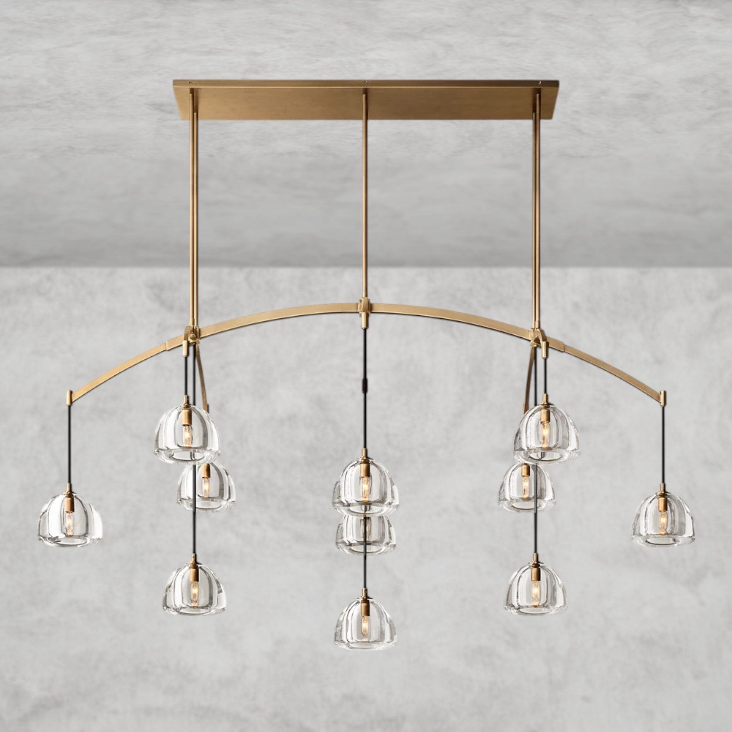 72" / Brass Hemisphere Linear Chandelier 54", 72"