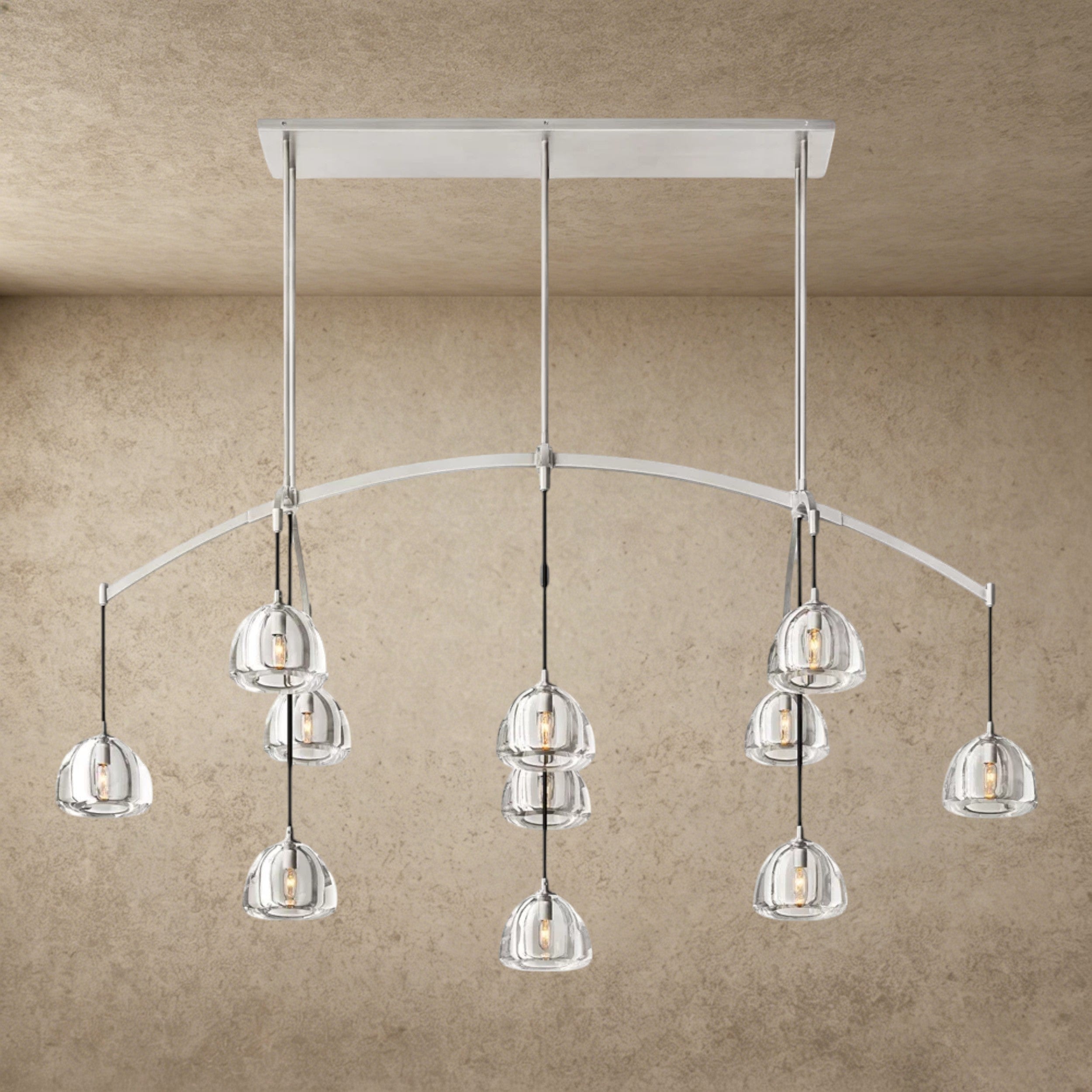 72" / Nickle Hemisphere Linear Chandelier 54", 72"
