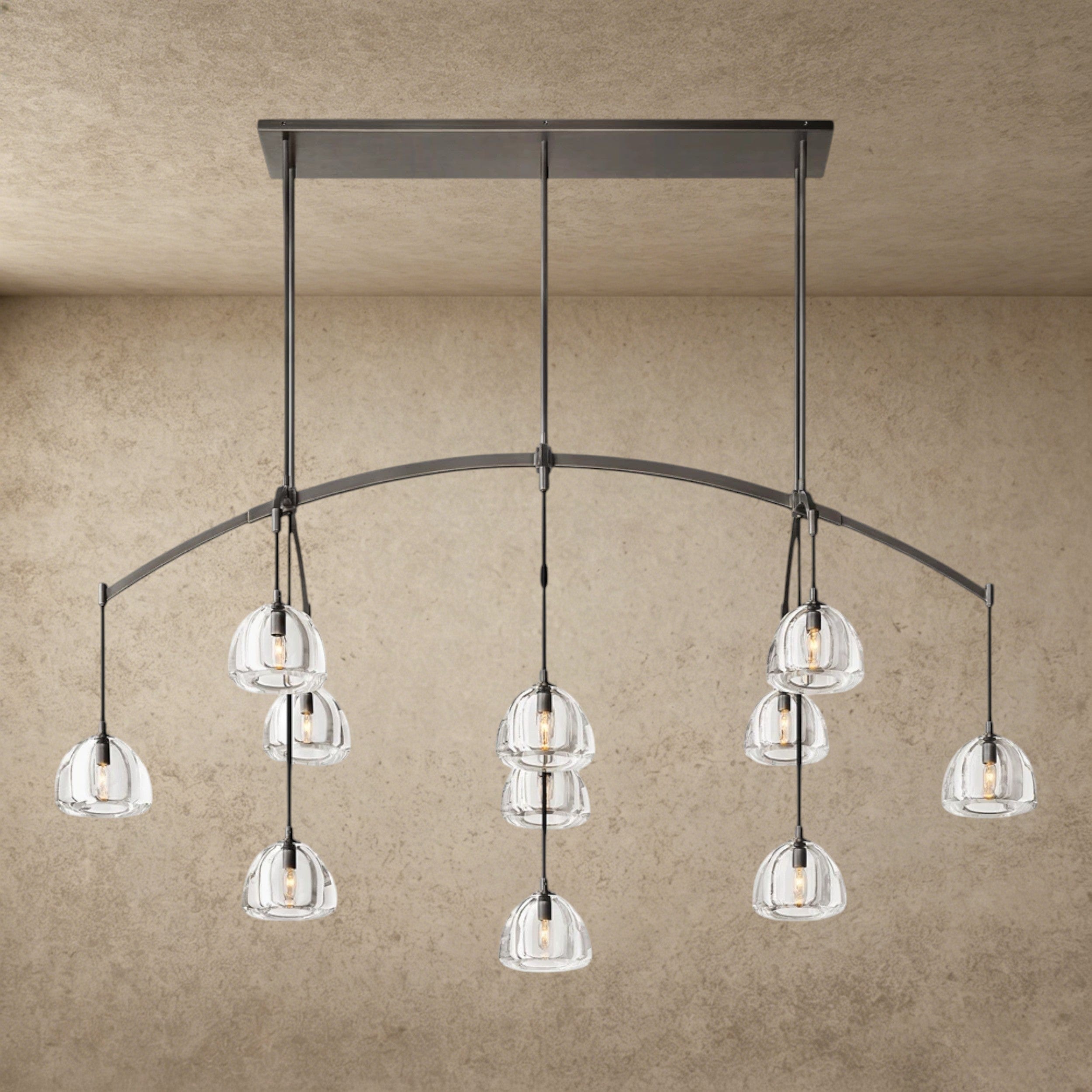 72" / Bronze Hemisphere Linear Chandelier 54", 72"