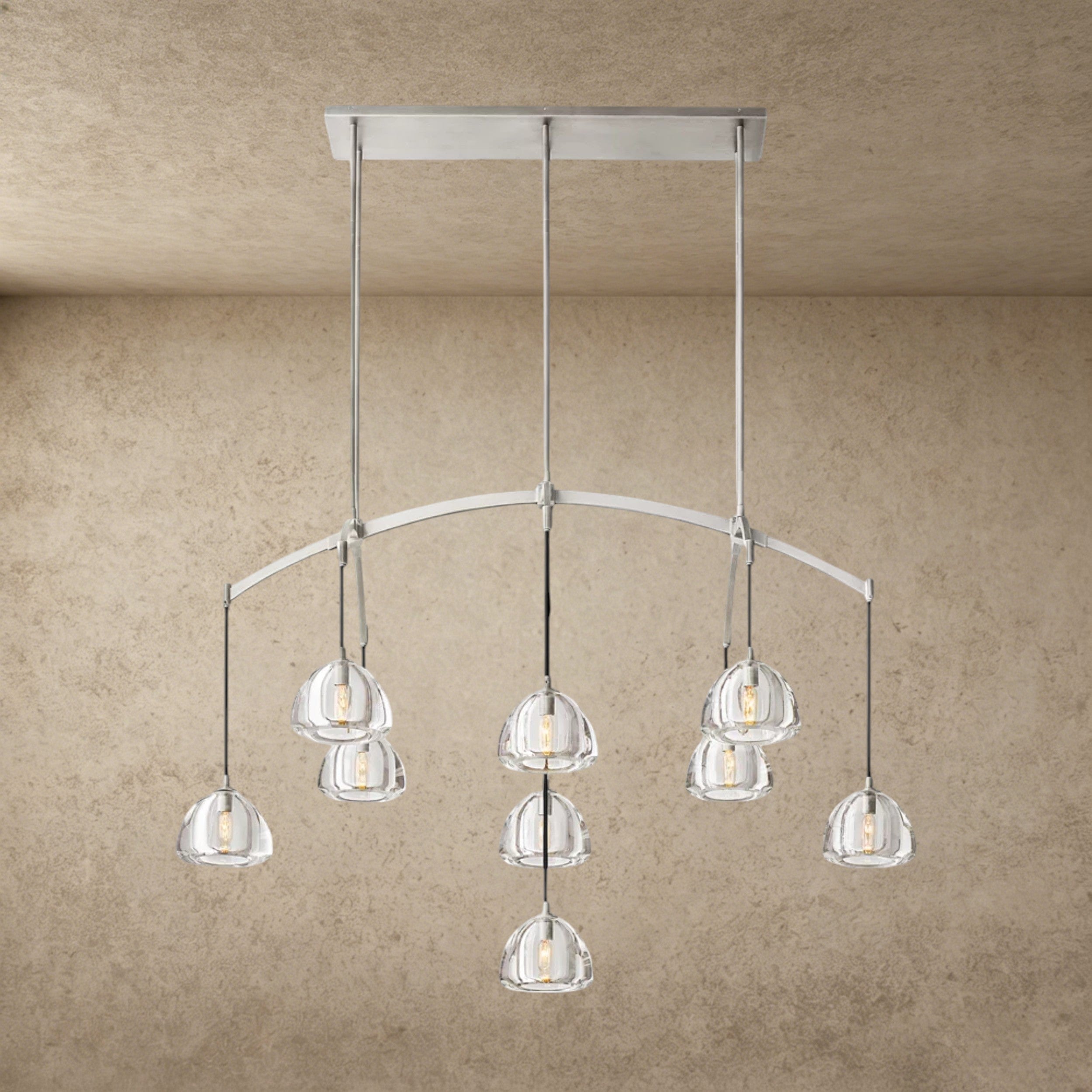 54" / Nickle Hemisphere Linear Chandelier 54", 72"