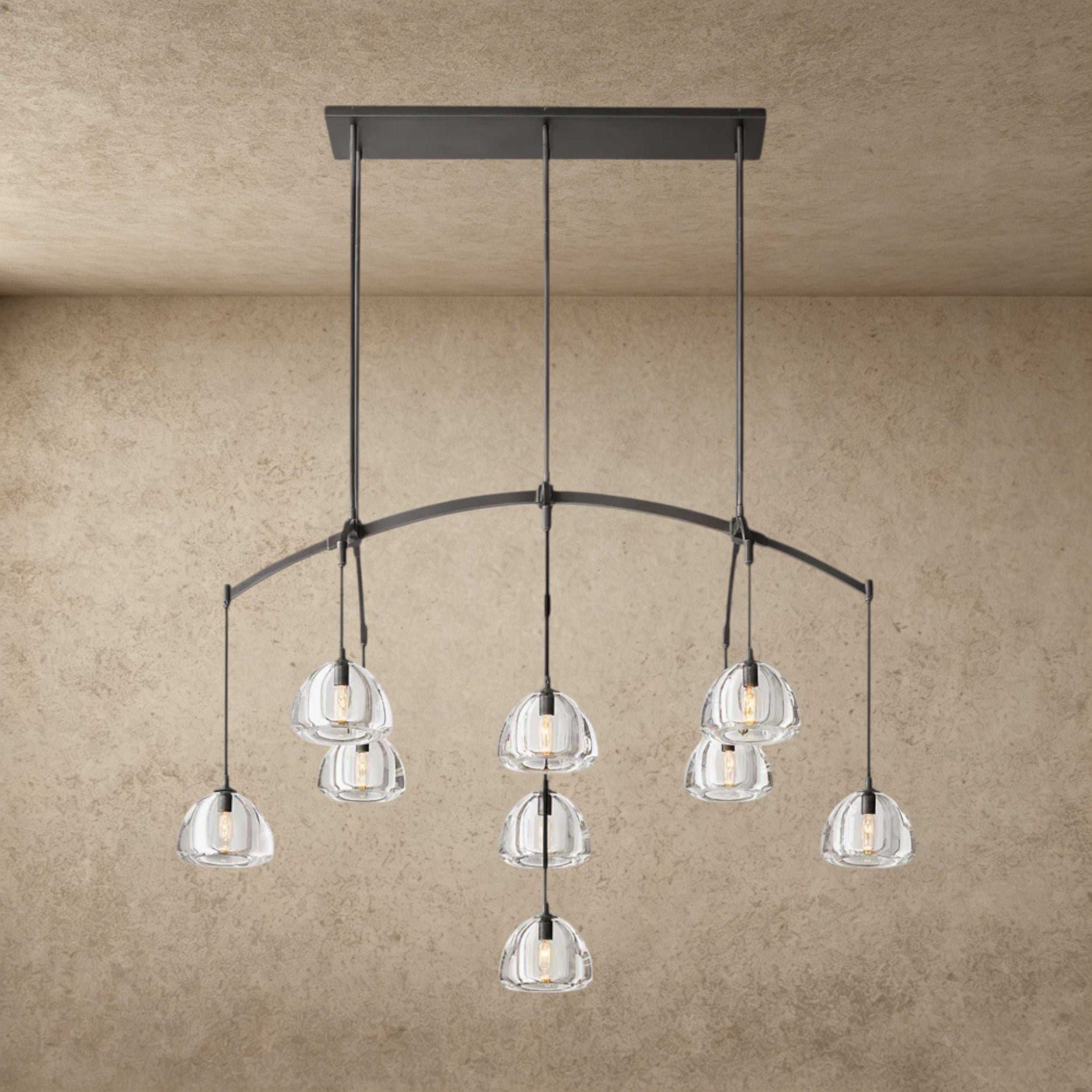 54" / Bronze Hemisphere Linear Chandelier 54", 72"